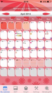 WomanLog Calendar iphone programėlė